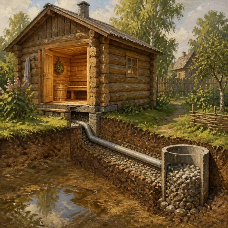 Слив и водоотведение из бани на участке: как сделать своими руками